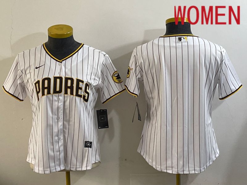 Women San Diego Padres Blank White Stripe Game 2024 Nike MLB Jersey style 11201->women mlb jersey->Women Jersey